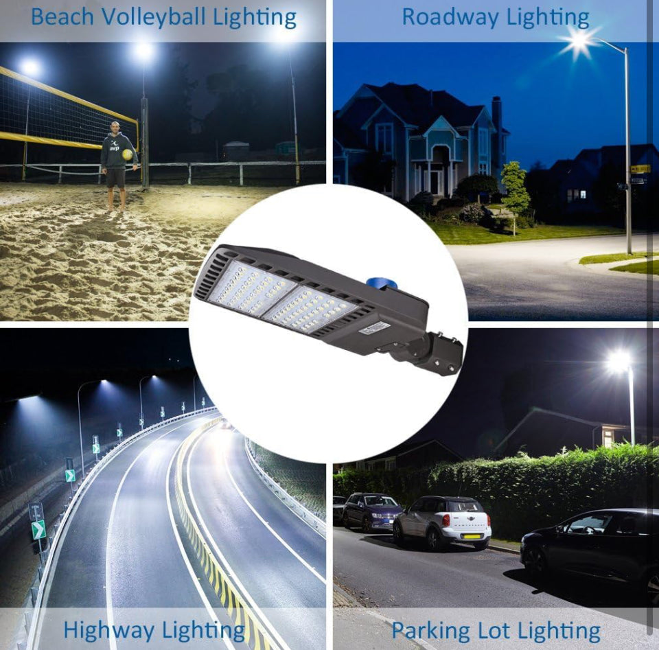 LEDMO 3 Pack LED Parking Lot Lights with Photocell Slip Fitter 26000lm Outdoor Dusk to Dawn Commercial Shoebox Pole Lighting Flood Security Lamp for S