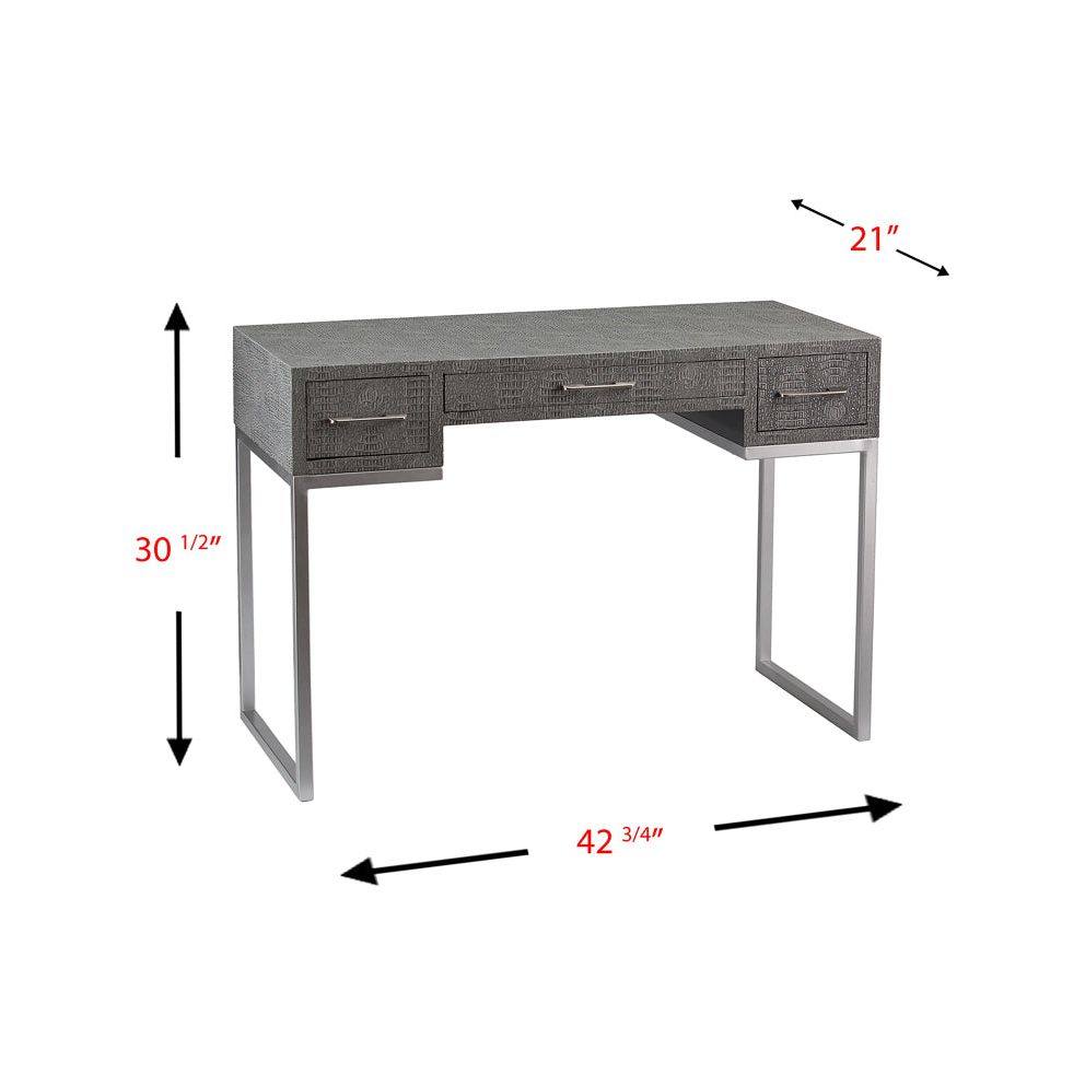 Southern Enterprises Carabelle Reptile 43"W Writing Desk, Black/Gray/Silver - Selzalot