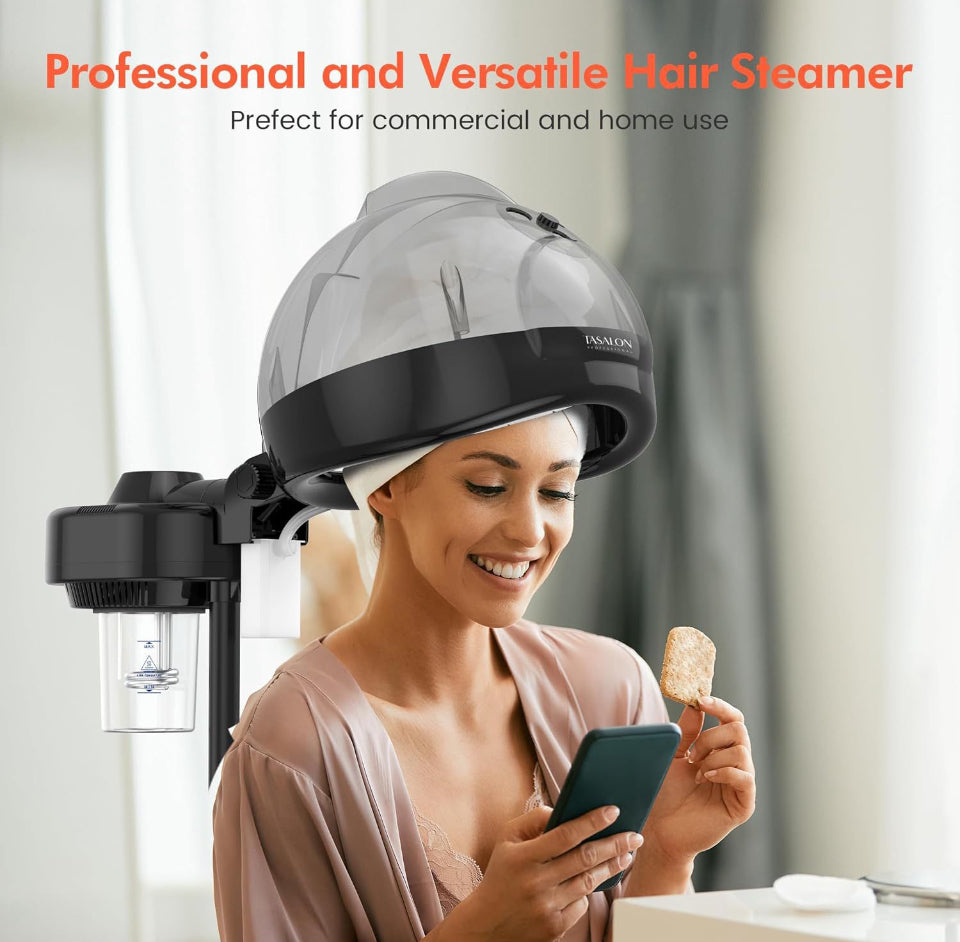 TASALON Professional Hair Steamer for Deep Conditioning, Hooded Dryer for Oil & Dye & Natural Hair, Mechanical Button & Knob Timing, Deep Moisturizing - Selzalot
