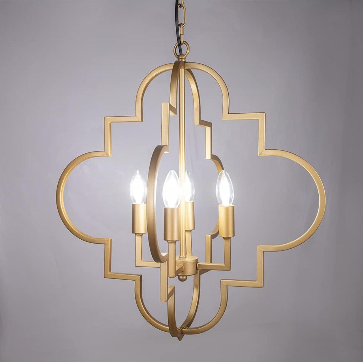 Wellmet Orb Chandelier Lighting Gold 4-Light, Candle Style Geometric Dining Room Light Fixtures Hanging Foyer, Entryway, Hallway, Dining Room and Living Room, 22.4 inches Di - Selzalot