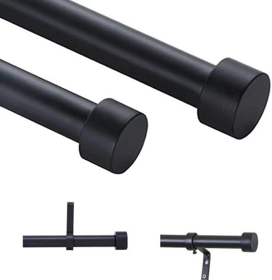 VOREFF 1 "Curtain Rod 36-72 in:Black curtain rods with Modern Design, 2 Pack Black curtain rods(3-6 Feet), Adjustable Industrial Drapery Rods of Window