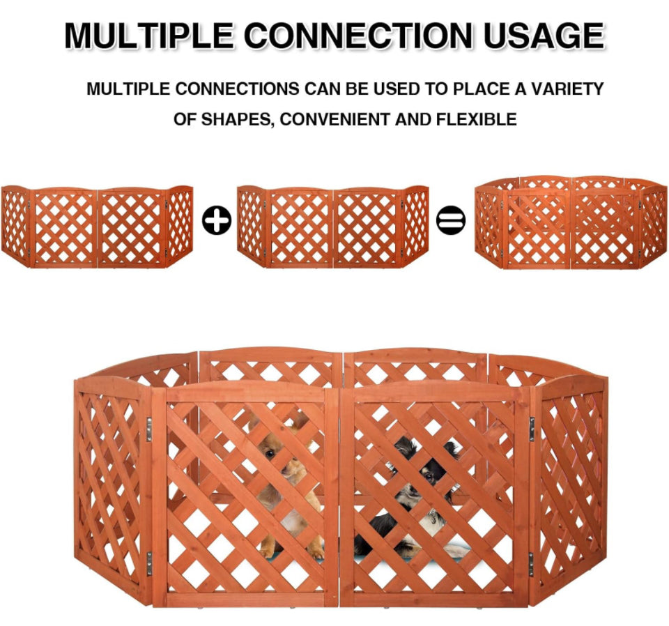 ZJSF Foldable Indoor Dog Gate for House Freestanding Folding Dog Gates Indoor Wood Pet Gates Dog Fence for Stairs Puppy Gates for Hallways Orange 32 "