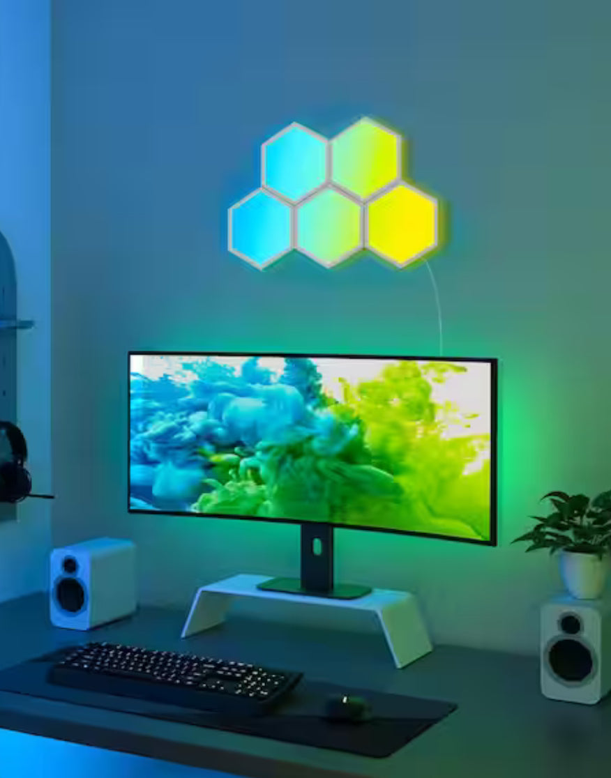 Govee Glide Hexagon Smart Color Changing Plug-In Wi-Fi Enabled Integrated LED Light Panels (5-Piece)