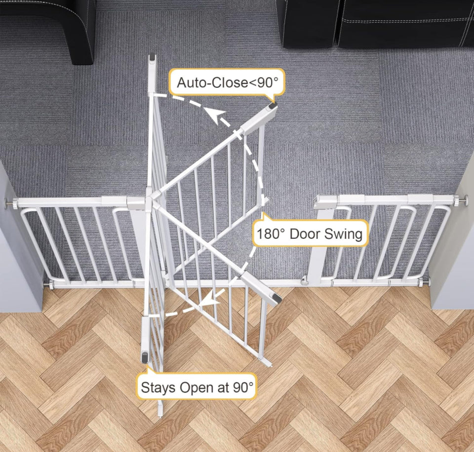 Cumbor 29.7-57" Extra Wide Baby Gate for Stairs, Mom's Choice Awards Winner-Dog Gate for Doorways, Pressure Mounted Walk Through Safety Child Gate - Selzalot