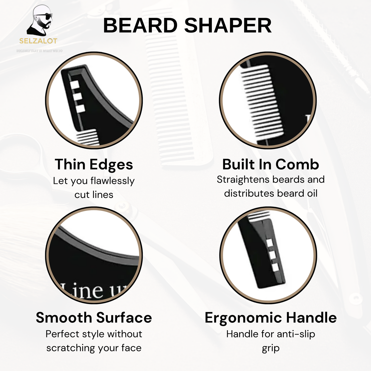 Black Beard Shaper for Men Beard Lineup Tool for Grooming Beard Guide Shaping Tool for Straight & Curve Cut Barber Tools Goatee Shaper Beard Template for Men to Style Facial Hair