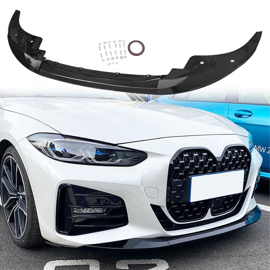 Open Box GearUp Front Bumper Lip Spoiler Compatible with BMW G22 G23 4 Series 430i M440i 2021-2024 Coupe Sport Bumper Gloss Black Front Lip Spoiler