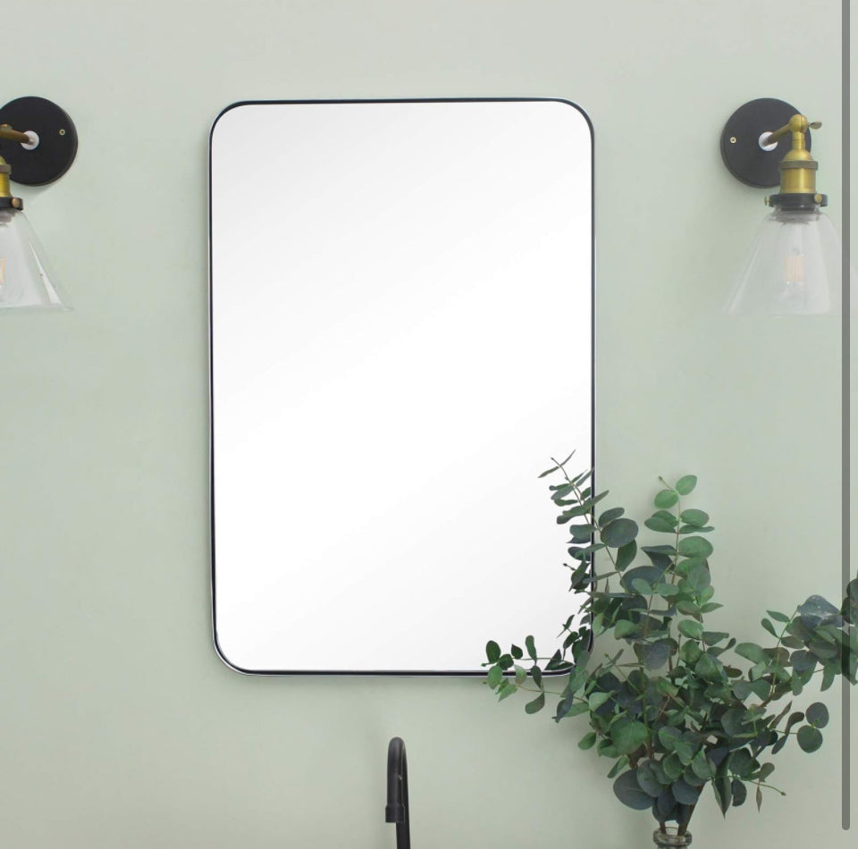 GRACTO 20x30 inch Chrome Stainless Steel Metal Framed Bathroom Mirror Wall Mounted Rounded Rectangular Bathroom Vanity Mirror