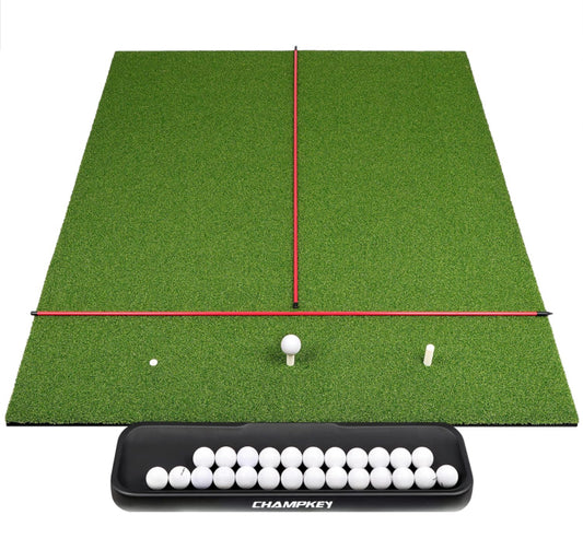 CHAMPKEY PRO Golf Hitting Mats | Premium Turf with Rubber Foam Padding Golf Mats | Come with 2 Alignment Sticks and 4 Rubber Tees - Selzalot
