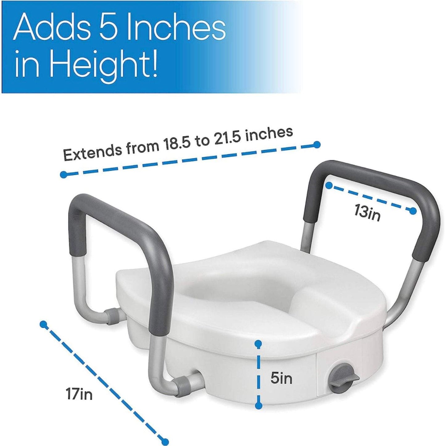 Raised Toilet Seat - 5 Inch Elevated Riser with Adjustable Padded A - Toilet - Selzalot