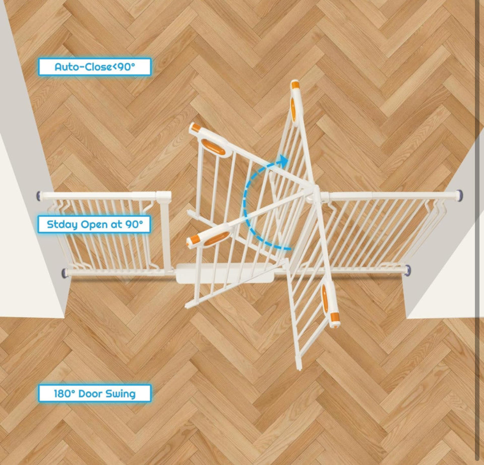 Owlie Baby Gate Indoor 75-85 Inch, Extra Wide Safety Gate for Baby Large Stairway Gate Adjustable Baby Gates Pressure Mount Wide Gates for Baby Pet St