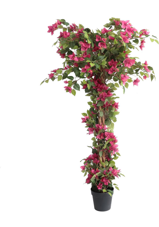 Damomo 5 Feet Artificial Bougainvillea Tree with Flowers in Plastic Pot Faux Blooming Tree for Decor Indoor or Outdoor Home Office, 1 PCS(59 inch) - Selzalot
