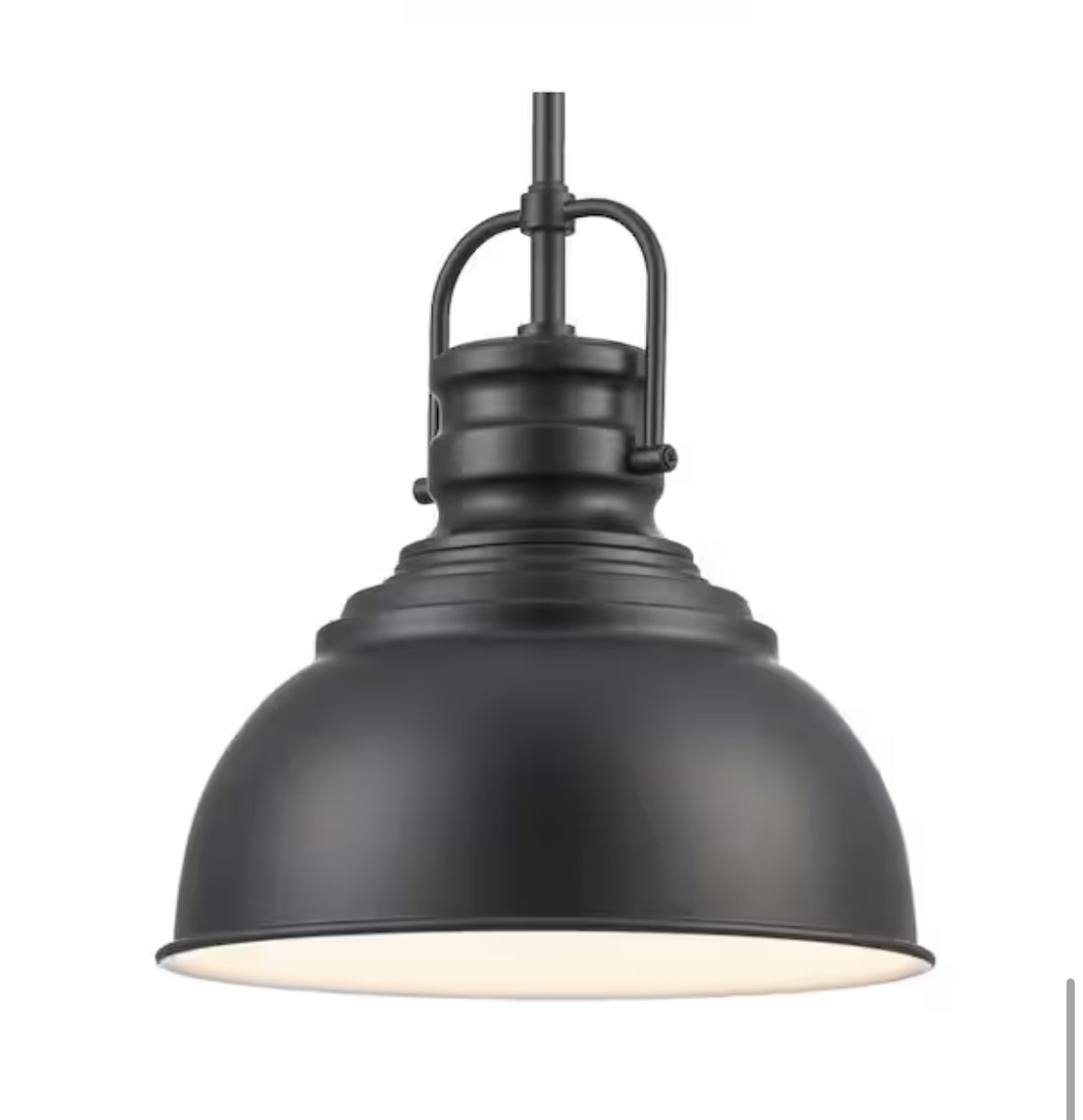 Home Decorators Collection Shelston 10 in. 1-Light Black Farmhouse Pendant Light Fixture with Metal Shade