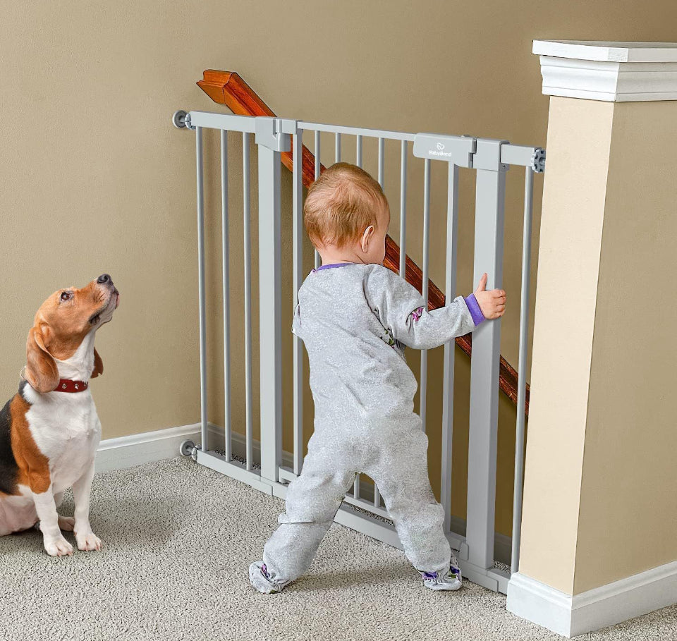 BabyBond Dog Gate for The House 27-43", BabyBond Baby Gate for Stairs, Extra Wide Baby Gates for Doorway, Auto Close Safety Pet Gate, with Extenders a - Selzalot