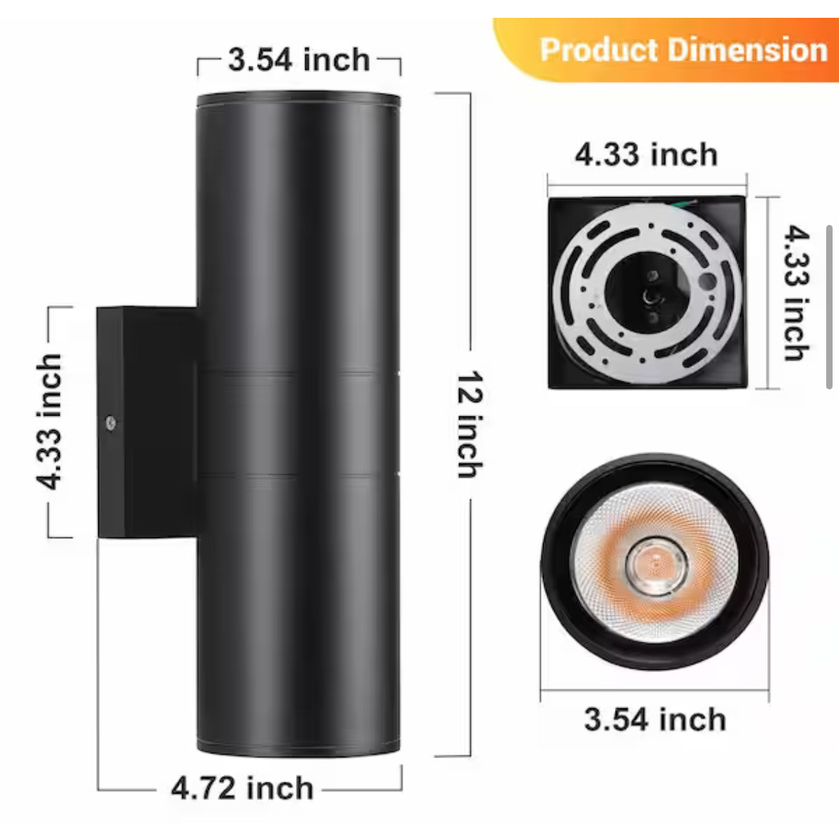 Aluminum 12- Watt Equivalent Integrated LED Black Cylinder Wall Sconce Indoor/Outdoor Wall Pack Light, 2700K (4-Pack