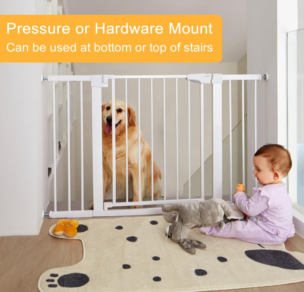 Mumeasy Baby Gate Extra Wide, 29.5"- 51.5" Pressure Mounted Dog Gate with Walk Through Door, Auto Close Pet Gate for Stairs,Doorways,House - Selzalot