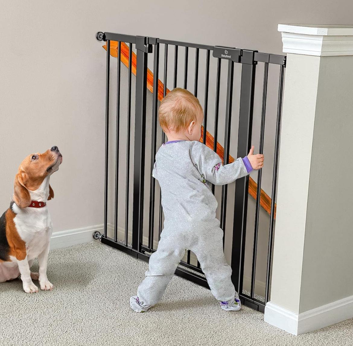 Baby Gate Extra Wide 29.5-51.5" Pressure Mounted Dog Gate with Walk Through Door - Selzalot