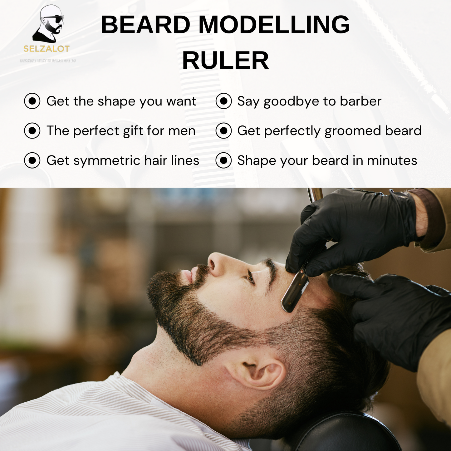 Black Beard Shaper for Men Beard Lineup Tool for Grooming Beard Guide Shaping Tool for Straight & Curve Cut Barber Tools Goatee Shaper Beard Template for Men to Style Facial Hair