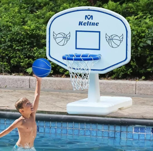 Open Box Pool Basketball Hoop, 34"x34"x42.2" Oversized Pool Toys with 2 Balls/Nets/Pump for Poolside Water Basketball Game, Pool Basketball Goal for I