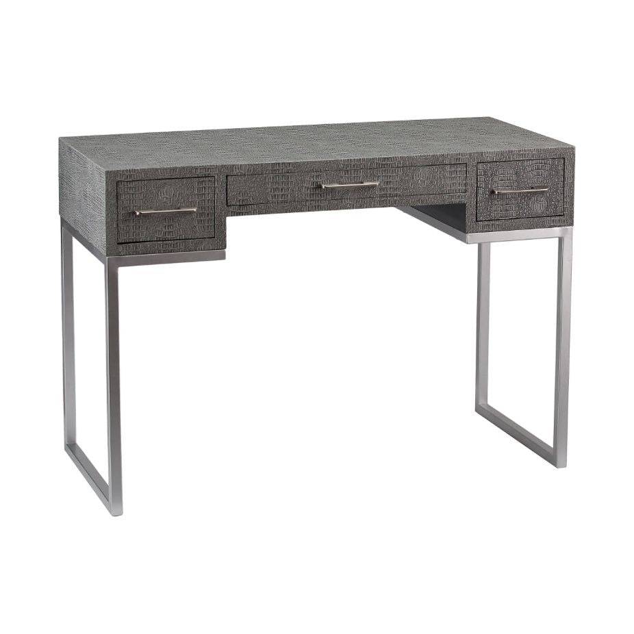 Southern Enterprises Carabelle Reptile 43"W Writing Desk, Black/Gray/Silver - Selzalot