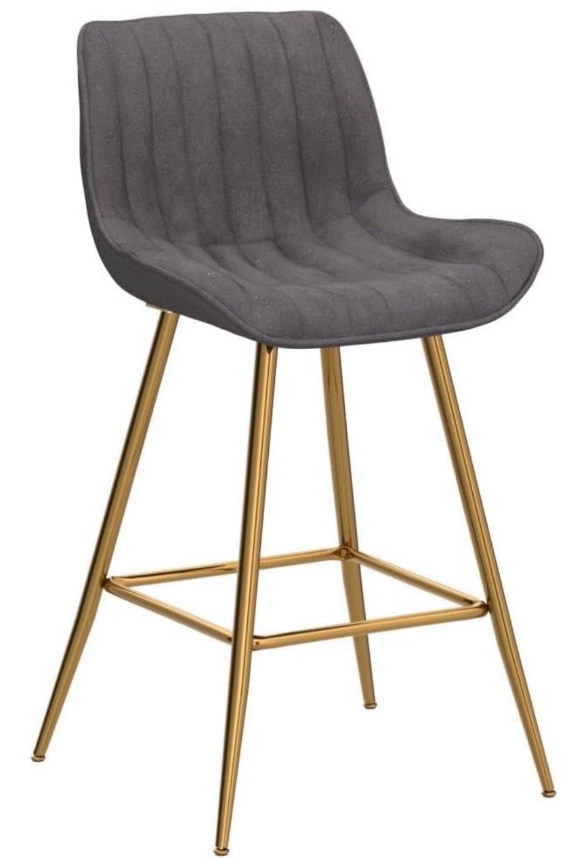 Whiterye Grey Bar Stools Set of 2 - Counter Stools Set of 2 Bar Stools Bar Height with Velvet Upholstery 24 Inch Bar Stools with Gold Legs Co