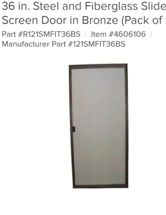 Ritescreen Adjustable Patio Screen Door' Bronze' 36X78 DELIVERY LAS VEGAS ONLY - Selzalot