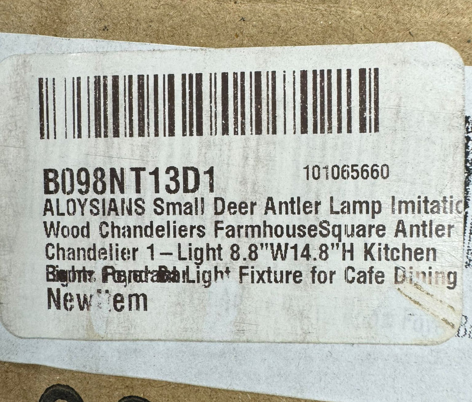 ALOYSIANS Small Deer Antler Lamp Imitation Wood Chandeliers FarmhouseSquare Antler Chandelier 1-Light 8.7"W*14.8"H Kitchen Lights Pendant Light Fixture - Selzalot