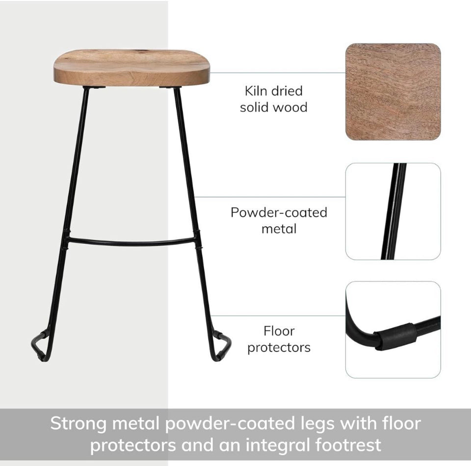 MH London Bar Stool -Perrin Backless Bar Stool. Exclusively Designed Hand Crafted Barstools Solid Wood Modern Bar Height Stools-Contemporary Design Bar - Selzalot