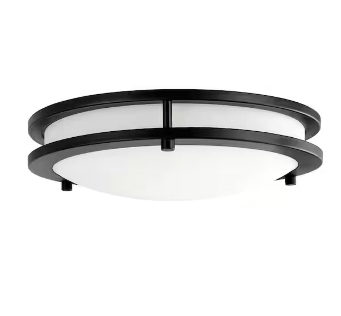 Hampton Bay Flaxmere 12 in. Matte Black Dimmable Integrated LED Flush Mount Ceiling Light with Frosted White Glass Shade