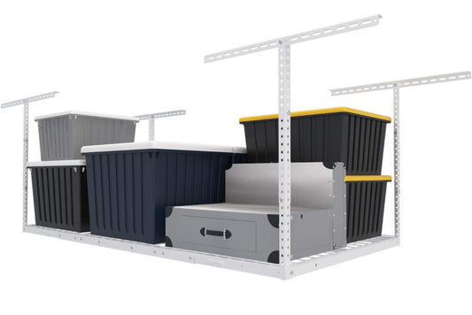 FLEXIMOUNTS 3x6 Overhead Garage Storage Adjustable Ceiling Storage Rack 72" Length x 36" Width x 40" Height (White)