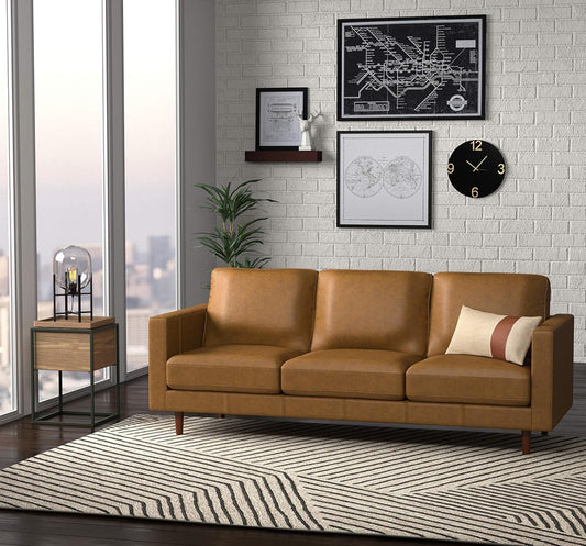 "Amazon Brand - Rivet Revolve Modern Sofa Couch, 80""W, Caramel Leather"