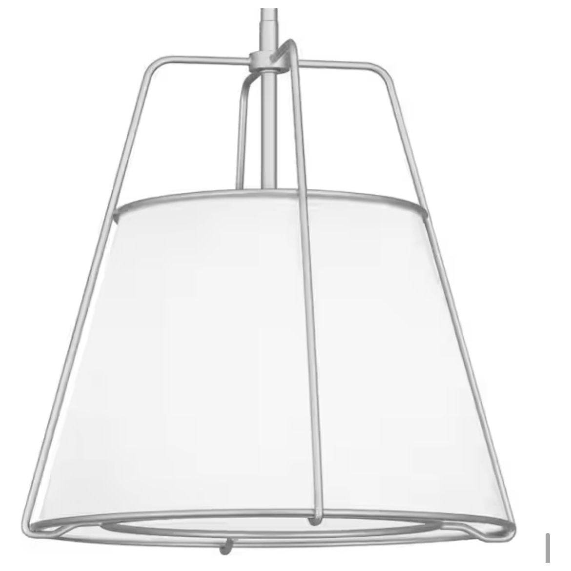 Havenport 2-Light Silver Pendant with White Fabric Shade - Selzalot