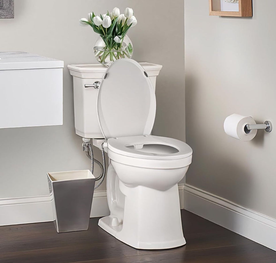 Open Box Elongated Bidet Toilet Seat with Quiet-Close, Non-Electric Bidet Toilet Seat with Self Cleaning Dual Nozzles