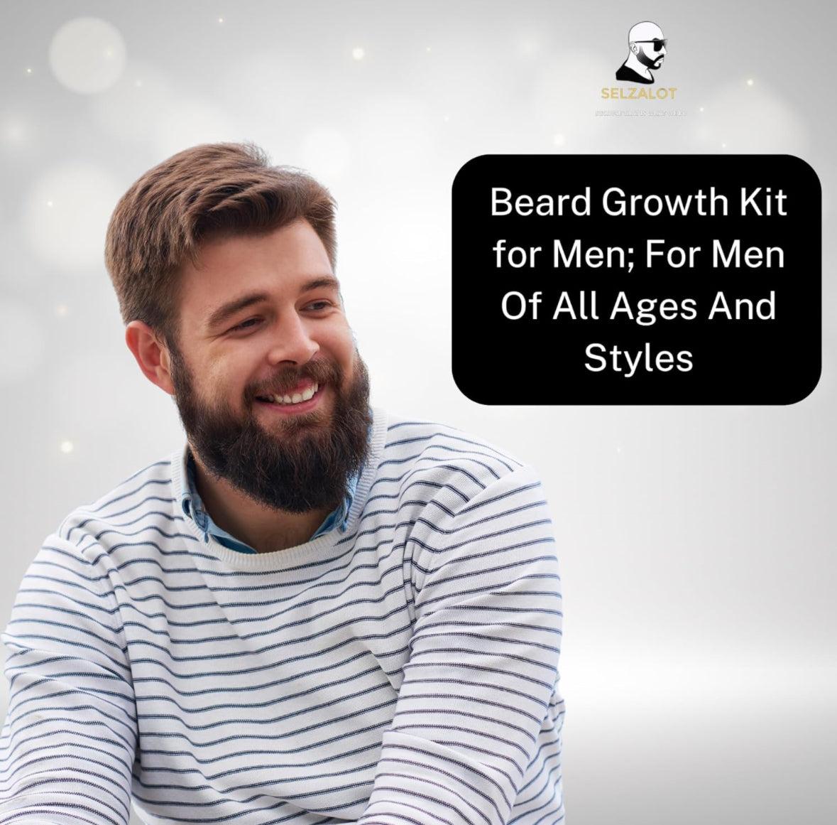 Beard Growth Kit Men’s Beard Care Kit Grooming Set 5 Pieces Beard Products with Wash, Oil Serum, Balm and a Gift Box for Men Self Care - Selzalot