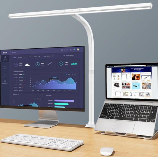 EppieBasic LED Desk Lamp, 24W Architect Clamp Task Table Lamp, Office Desk Lamp Super Bright Extra Wide Area Drafting Work Light,6 Color Modes and Ste