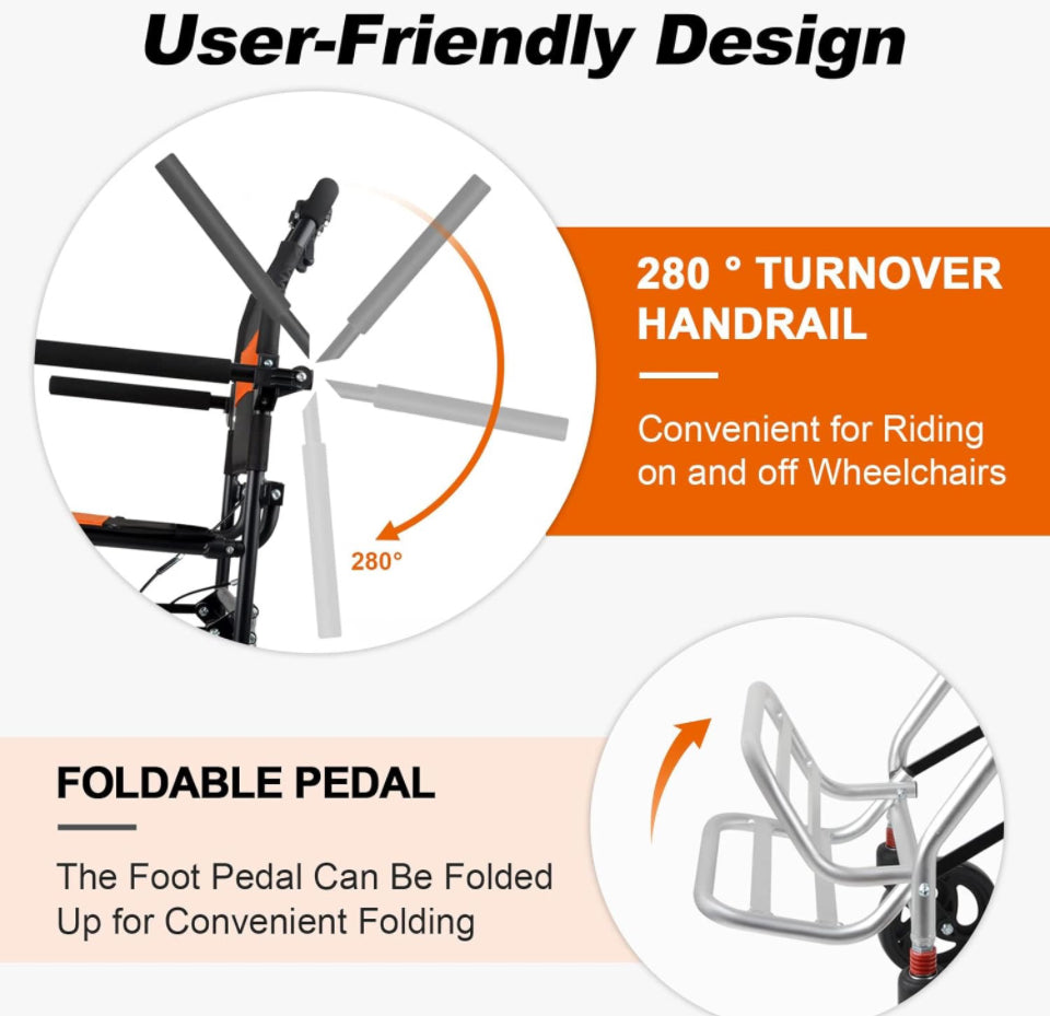 Ultra-Light Transport Wheelchair - Folding Portable Wheelchair with Hand Brake - Trolleys for Elderly Aircraft Travel with Bag - Selzalot