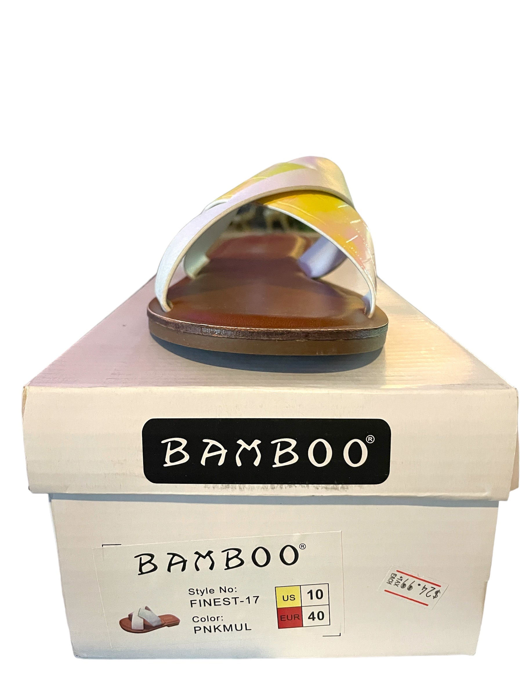 Bamboo Finest-17 Slip on Women's Cross Strap Sandals in Pink - Selzalot