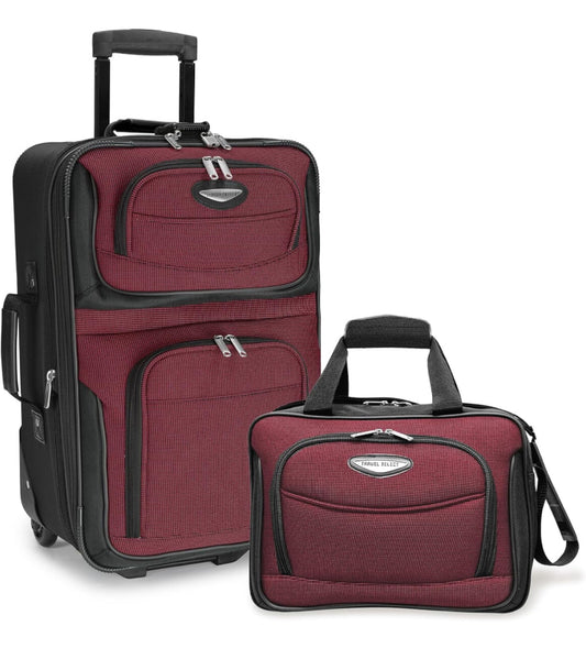 Travel Select Amsterdam Expandable Rolling Upright Luggage, Burgundy, 2-Piece Set - Selzalot