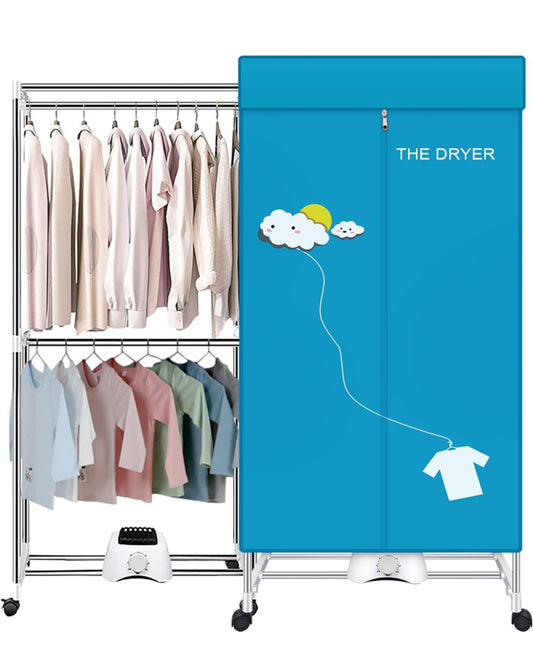 XIAQING Portable Dryer, 110V 1000W Electric Clothes Dryer Machine Double layer Stackable Clothes Drying Rack for Apartments, RV, Laundry,and More - Selzalot