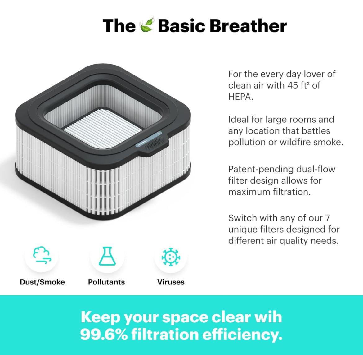 Mila Air Purifier for Large Room 1,000 sqft Coverage | Basic Breather | Air Purifier for Allergies | H12 HEPA Filter | Smoke Allergens Dust Pollution | Home Office Air Cleaner | Smart Wi-Fi Auto Mode - Selzalot