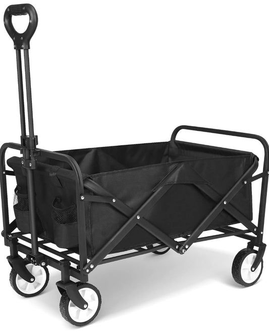 GUDNYCE Collapsible Wagon Cart, Portable Folding Wagon, Smart Utility Foldable Outdoor Garden Wagon Cart for Sports, Shopping, Camping 75L Capacity