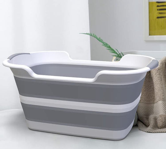 Cyanoe Collapsible Pet Bathtub with Water Drain Plug, Foldable Bathtub for Puppy Small Dogs Cats, Portable & Space Saving Design, BPA Free, Grey - Selzalot