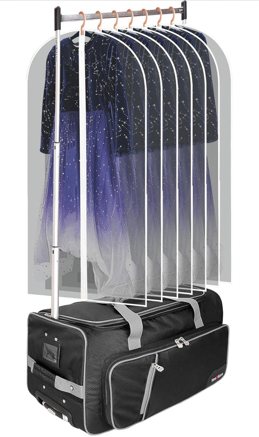 Dance Bag With Garment Rack,Dance Costumes Rolling Garment Bags For Travel,Garment Duffle Bag For Dance Competition, Wheeled Drop-Bottom Upright Lugga