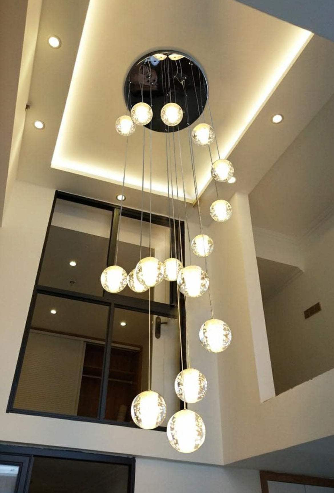 YICSUJU 14-Lights Bubble Crystal Chandelier- Modern Chandelier LED Raindrop Ceiling lamp High Ceiling Crystal Large Chandelier Hanging Lighting fixtures G4 (14-Lights-15.7in) - Selzalot