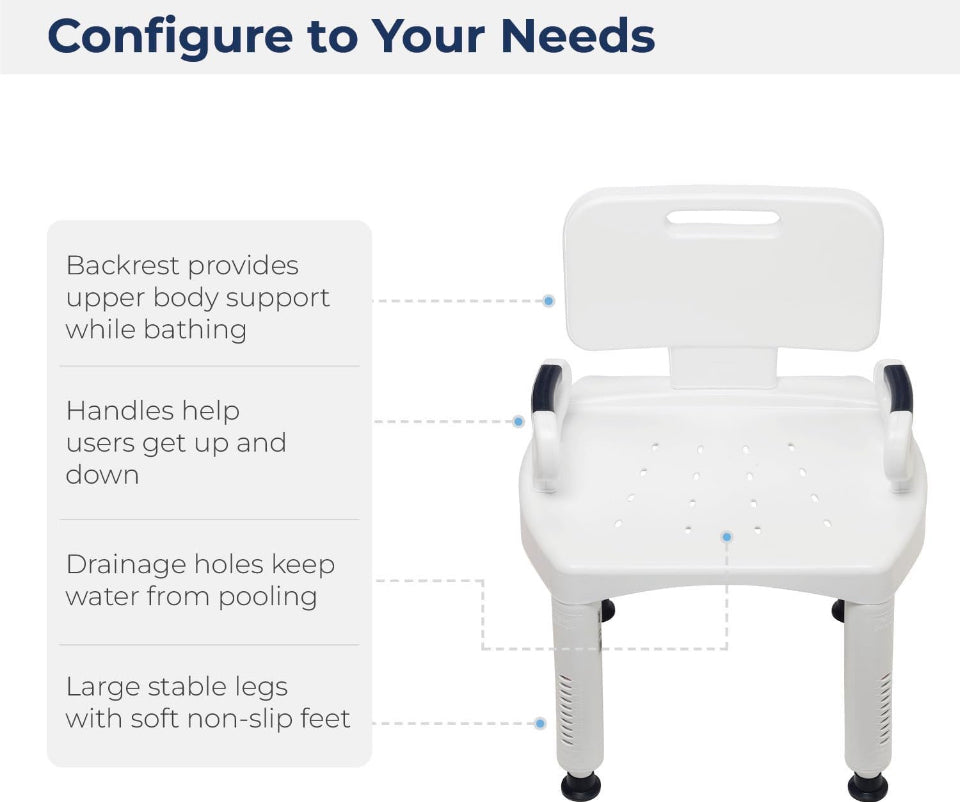 Drive Medical RTL12505 Shower Chair with Back and Arms - Selzalot