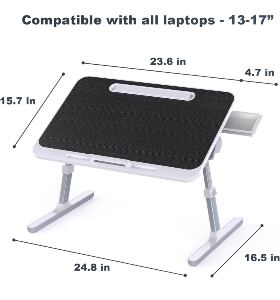 Lap Desk, Laptop Desk with LED Light, Portable Bed Table for Sofa, Adjustable Laptop Lap Desk for Study and Reading (Black) - Selzalot