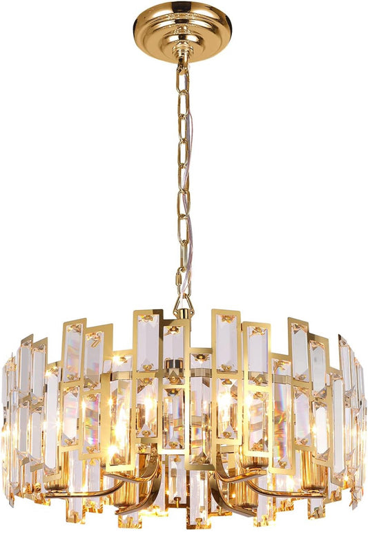 Akeelighting Gold Chandeliers Lighting Modern Crystal Chandelier 6 Light Contemporary Girls Bedroom Dining Room Ceiling Hanging Pendant Chandelier Lighting Fixture - Selzalot