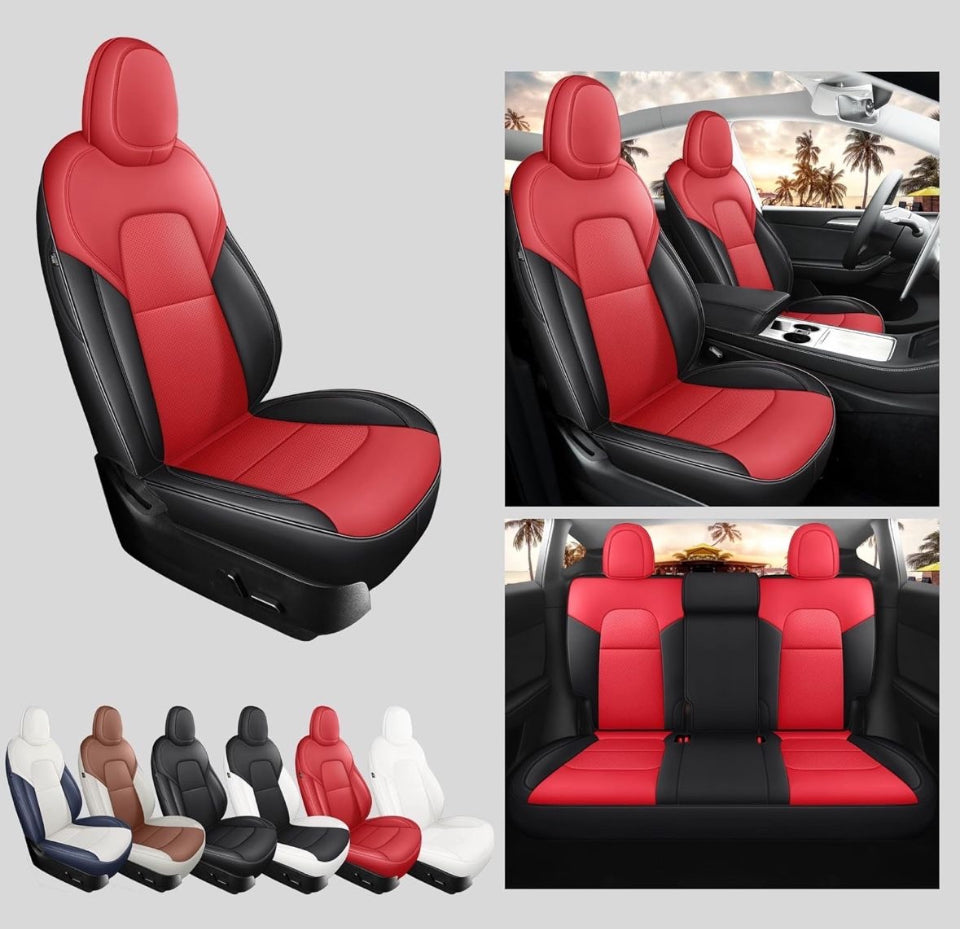 Open Box Meekoomay Seat Cover for Tesla Model Y Red and Black Tesla Car Seat Cover 12PCS