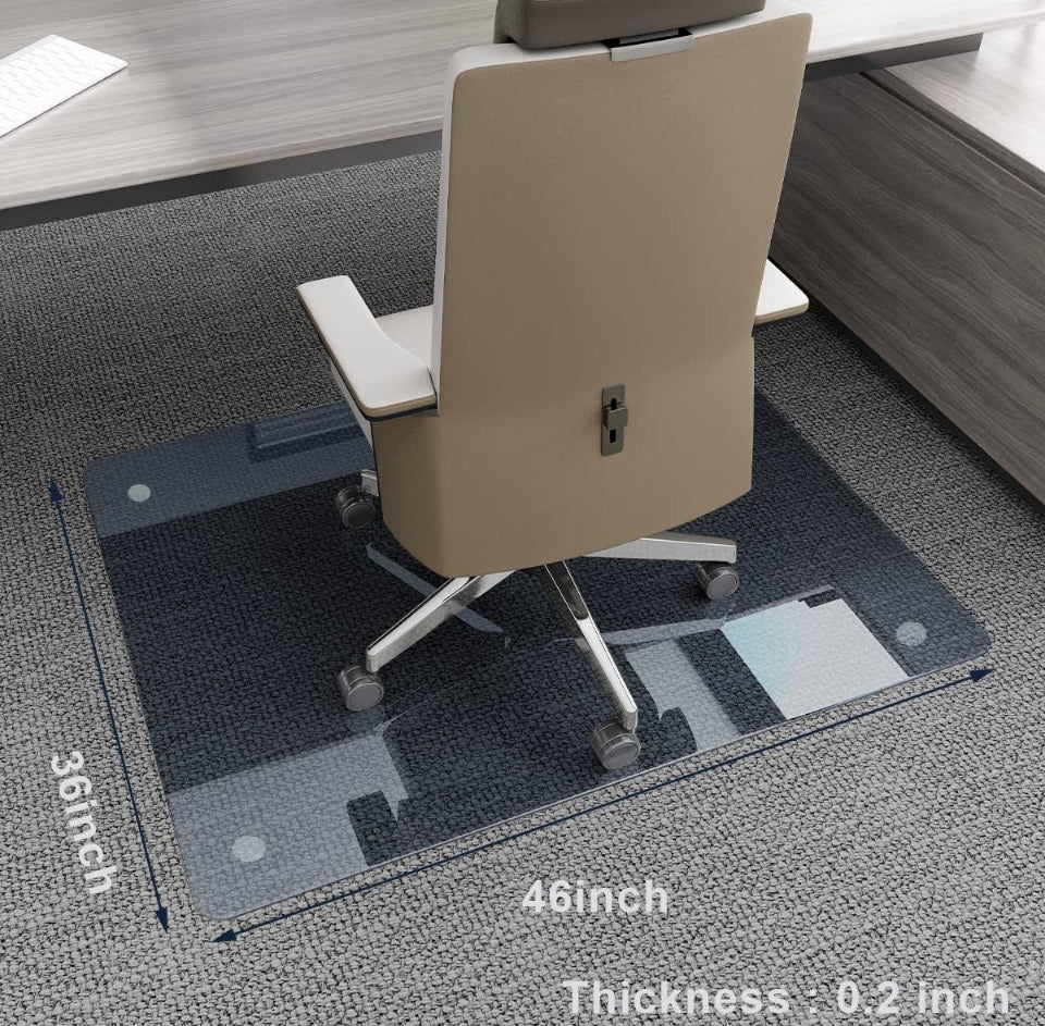 Easly 36" x 46" Chair Mat for Carpet - Office Chair Mat - Tempered Glass Floor Mat for Home/Office/Carpet Clear Computer Floor Mat - with 4 Anti-Slip - Selzalot