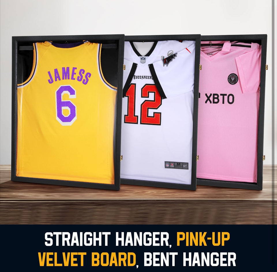 Open Box GUTAG Jersey Wooden Frame Display Case -Shadow Box with 98% UV Protection Acrylic and Hanger for Baseball Basketball Football Hockey Sport Sh