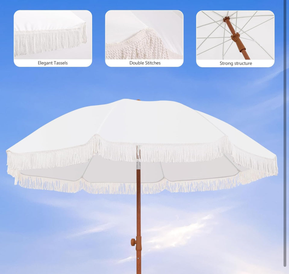 Kbrellaoutlets Patio Umbrella with UPF 50+ Protection, 8 Ribs, Push Button Tilt - Versatile Outdoor Shade for Garden, Courtyard, and Beach